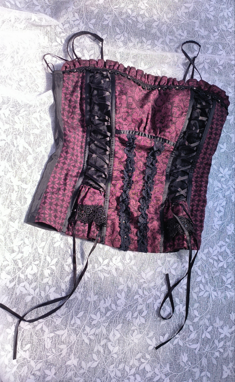 Purple and black corset top