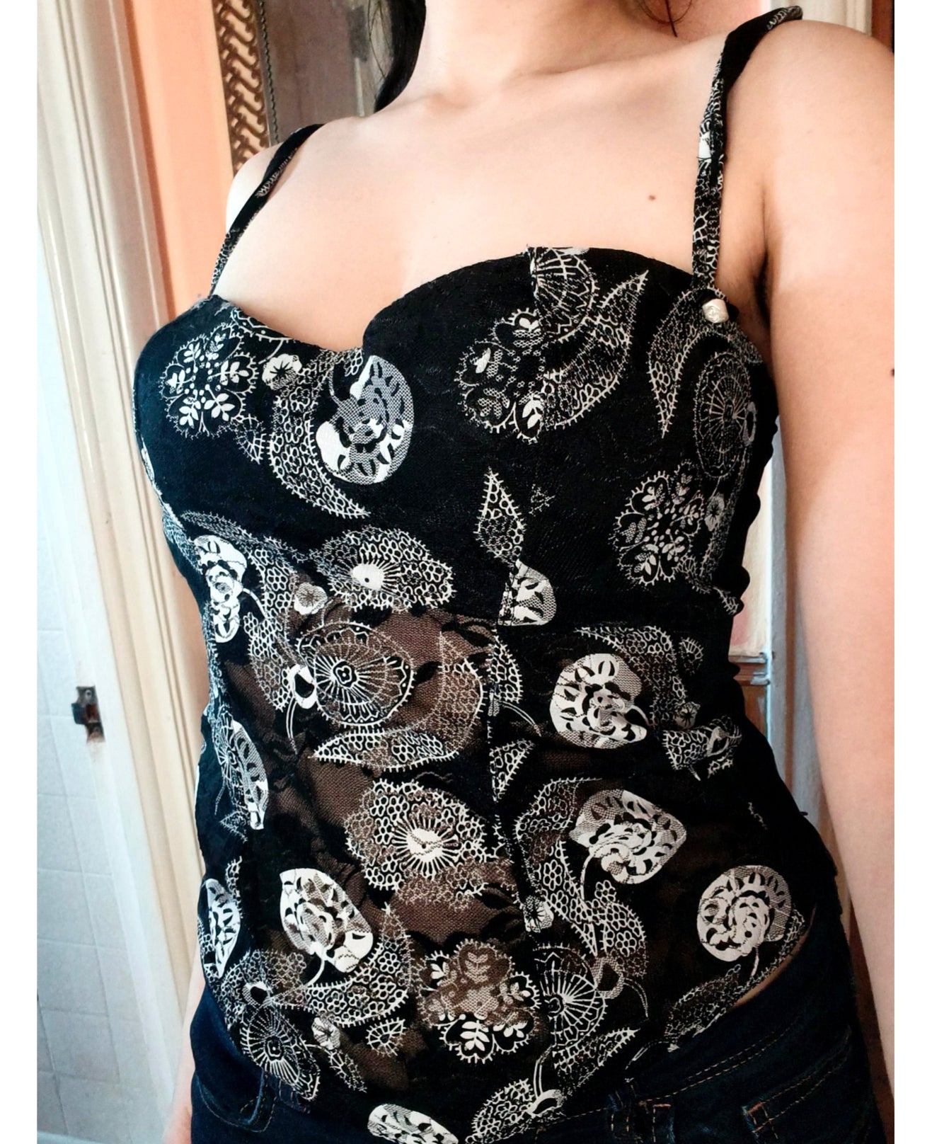 Vintage floral print cami top