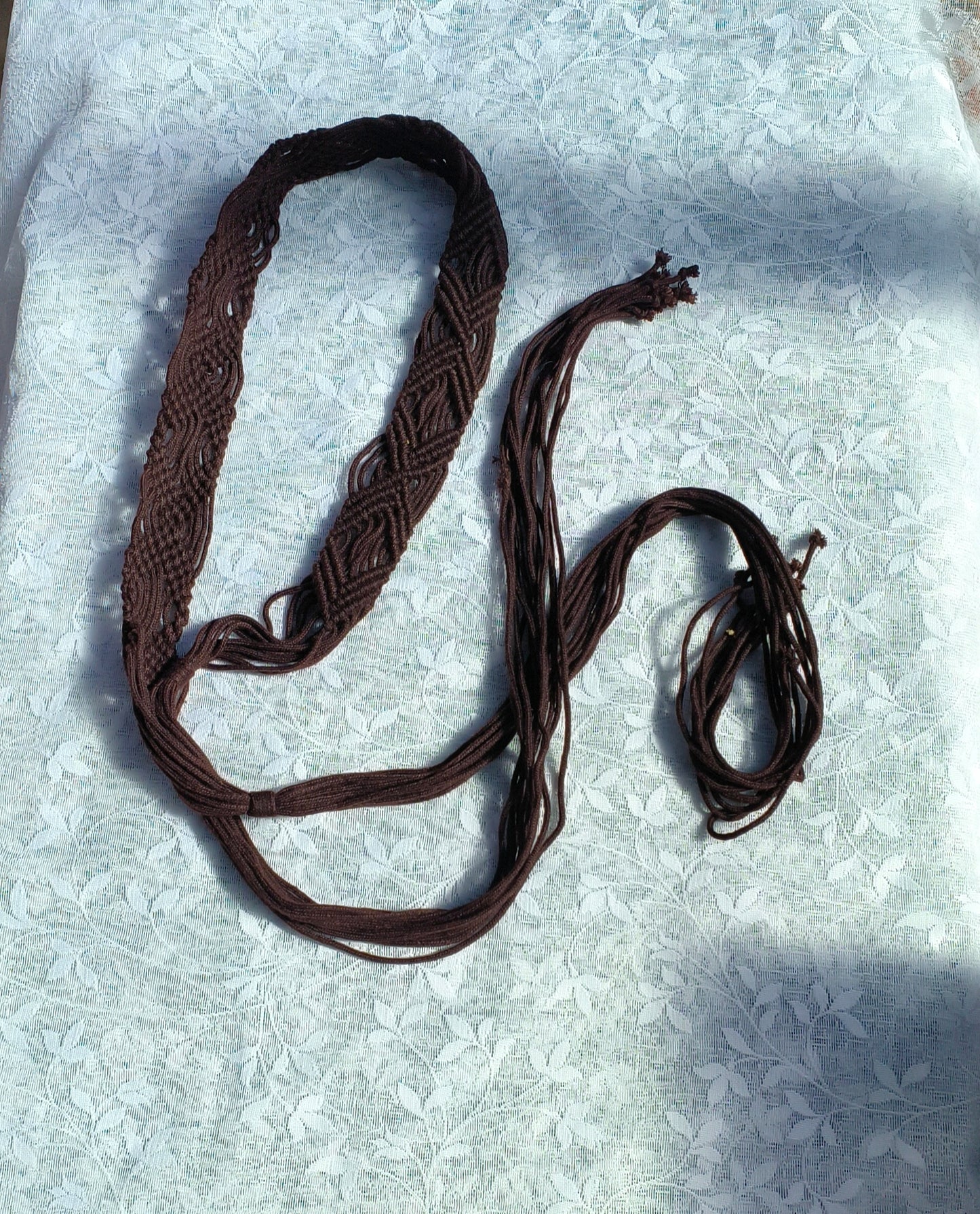 Brown cotton macrame belt