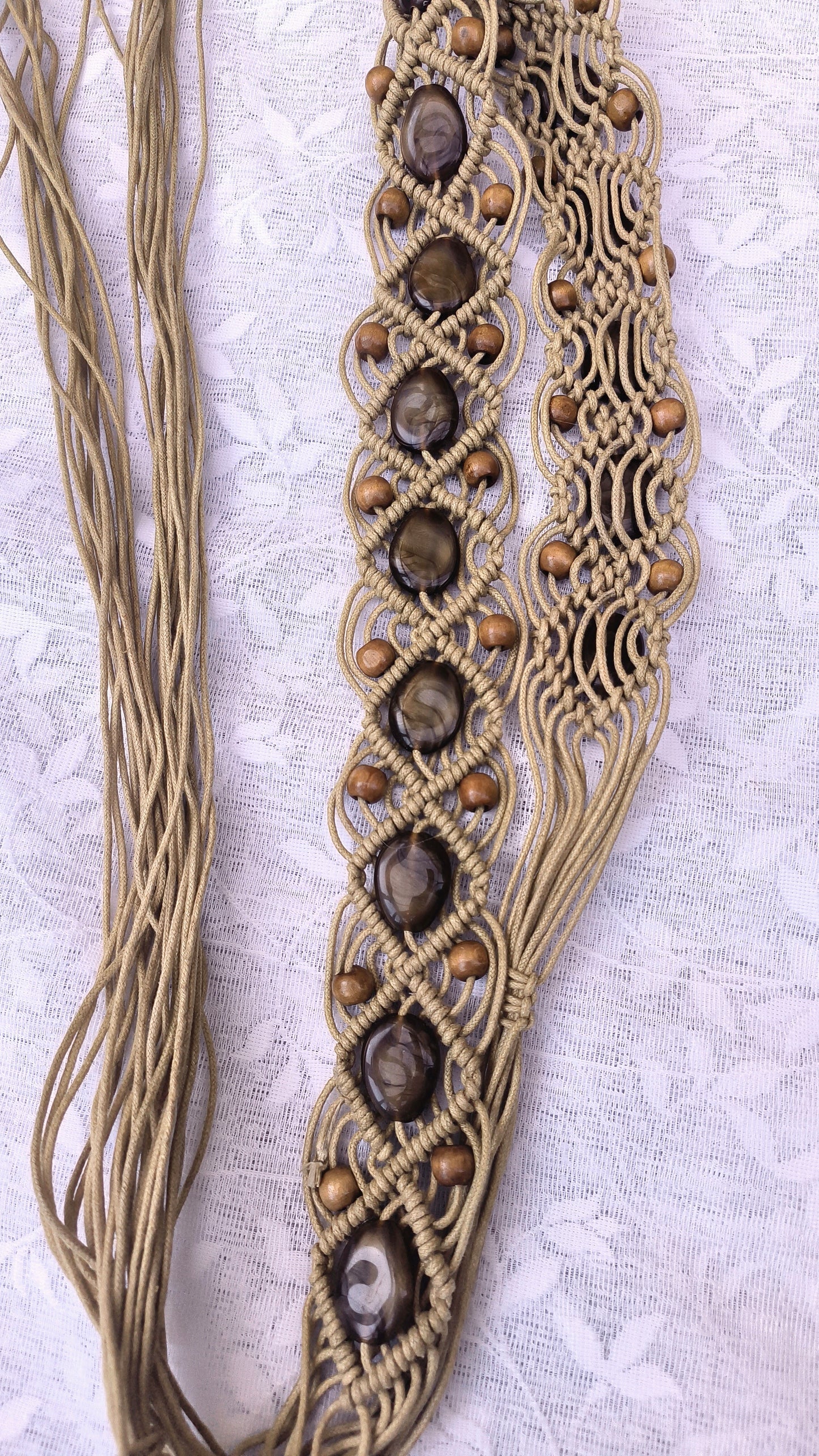 Boho macrame beaded tassel belt