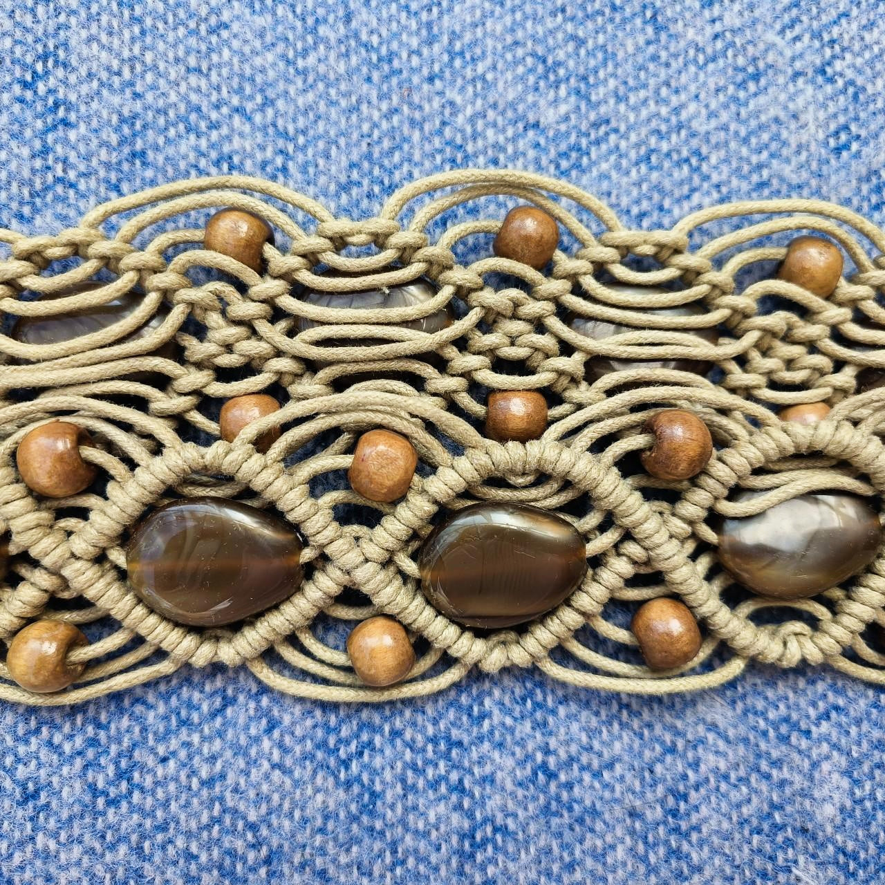 Boho macrame beaded tassel belt