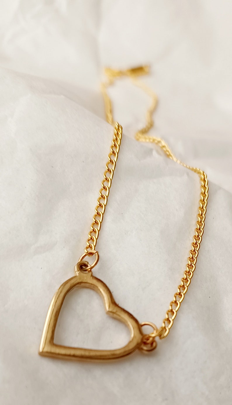 18k gold plated hollow heart necklace