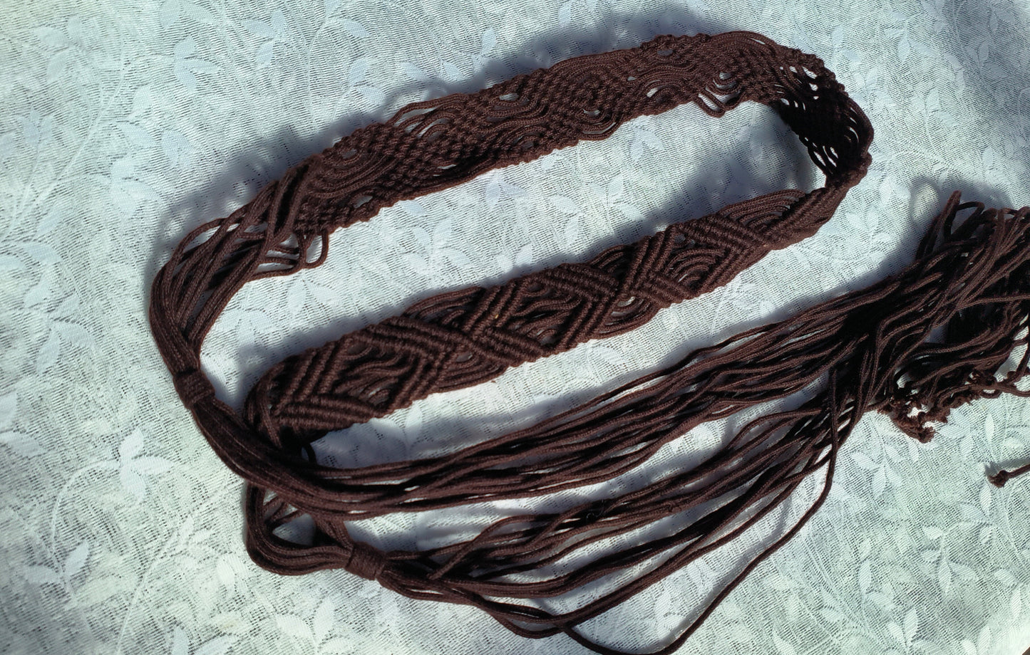 Brown cotton macrame belt