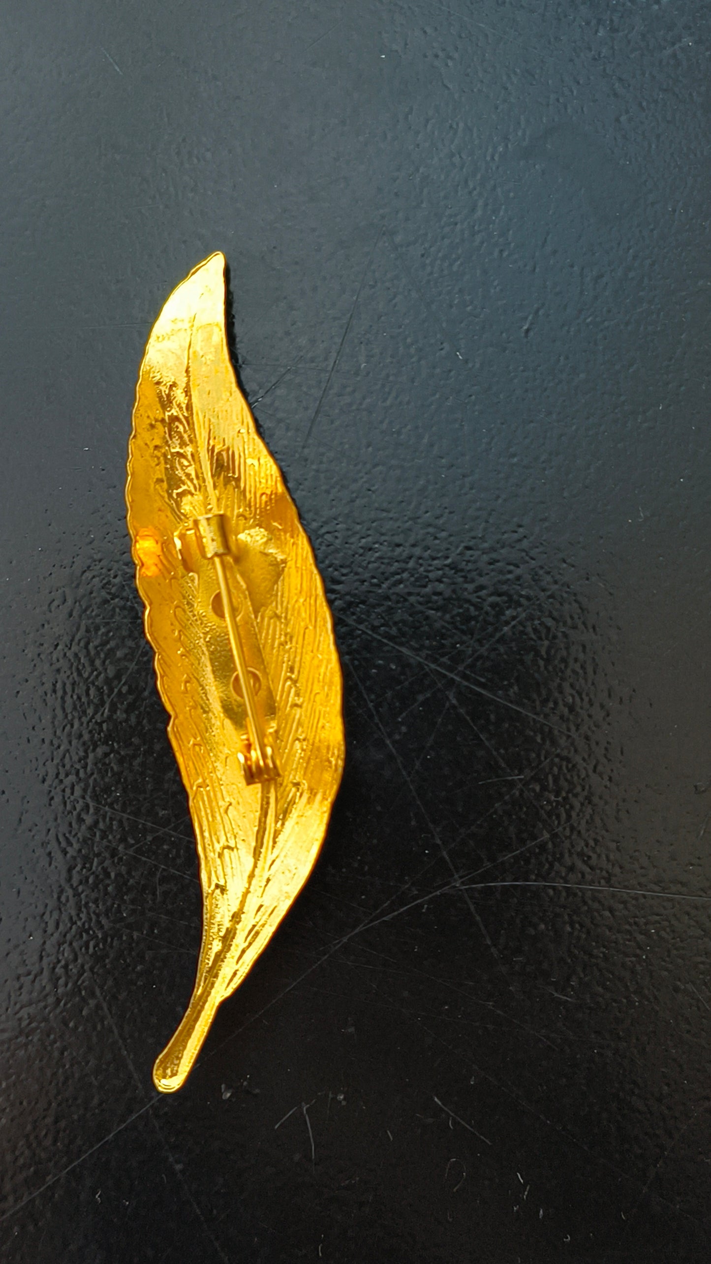 Gold plated leaf brooch